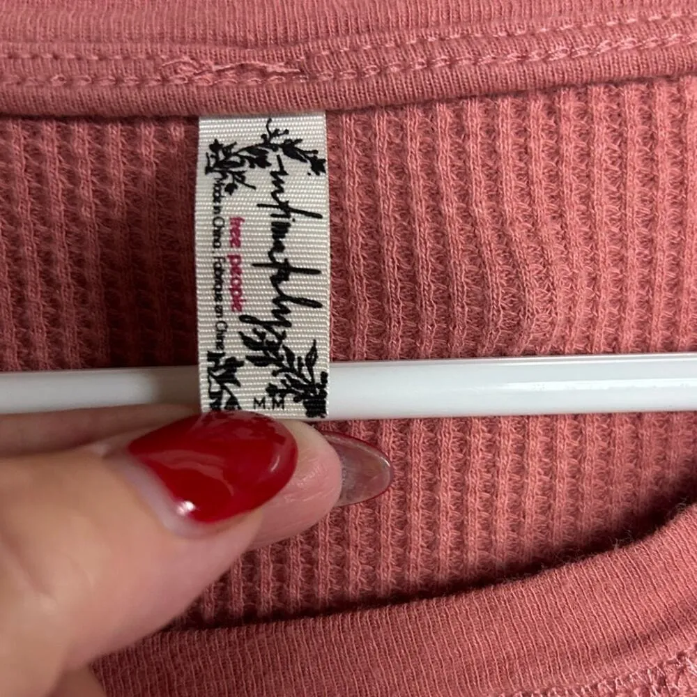 Free People Intimately Pink Waffle Thermal Top size M - Image 3