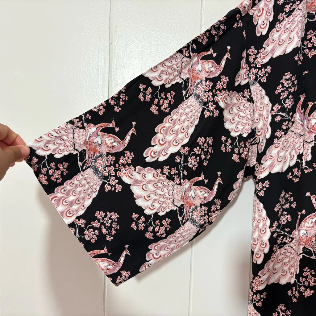 Florence Broadhurst For “GIVONI" Nightdress Japanese Floral Black /Pink Size L Size L - Image 5