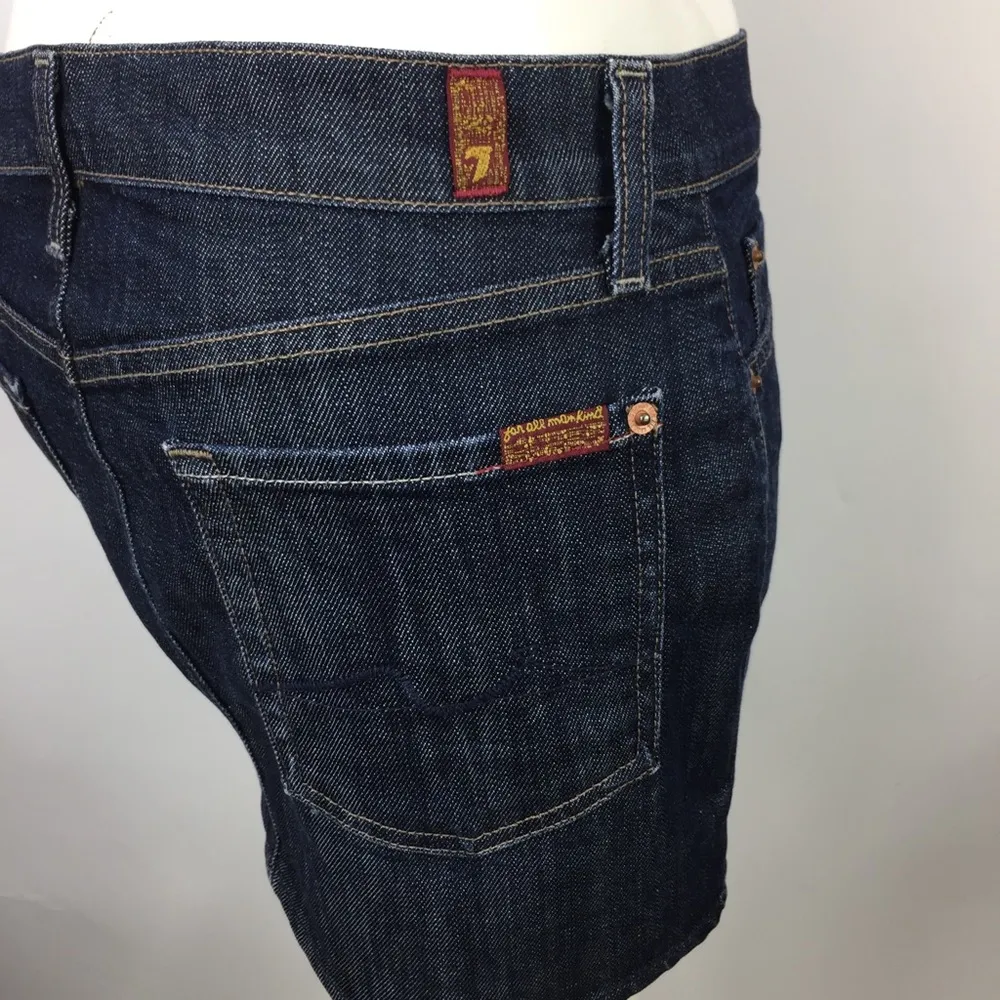 7 for all Mankind Roxanne Mini Skirt Dark Wash 28 - Image 14