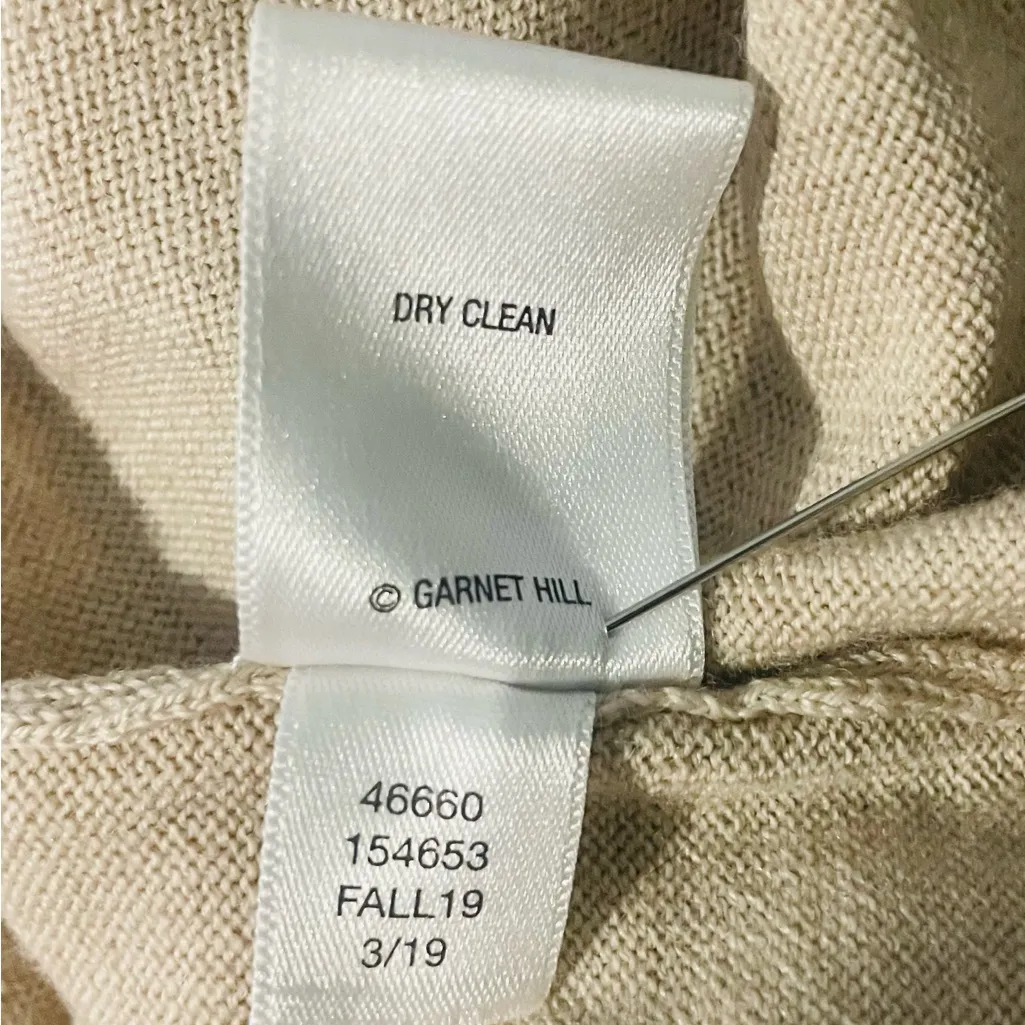 Garnet Hill 100% Merino Wool Pointelle Blouson-Sleeve Sweater neutral beige - Image 10