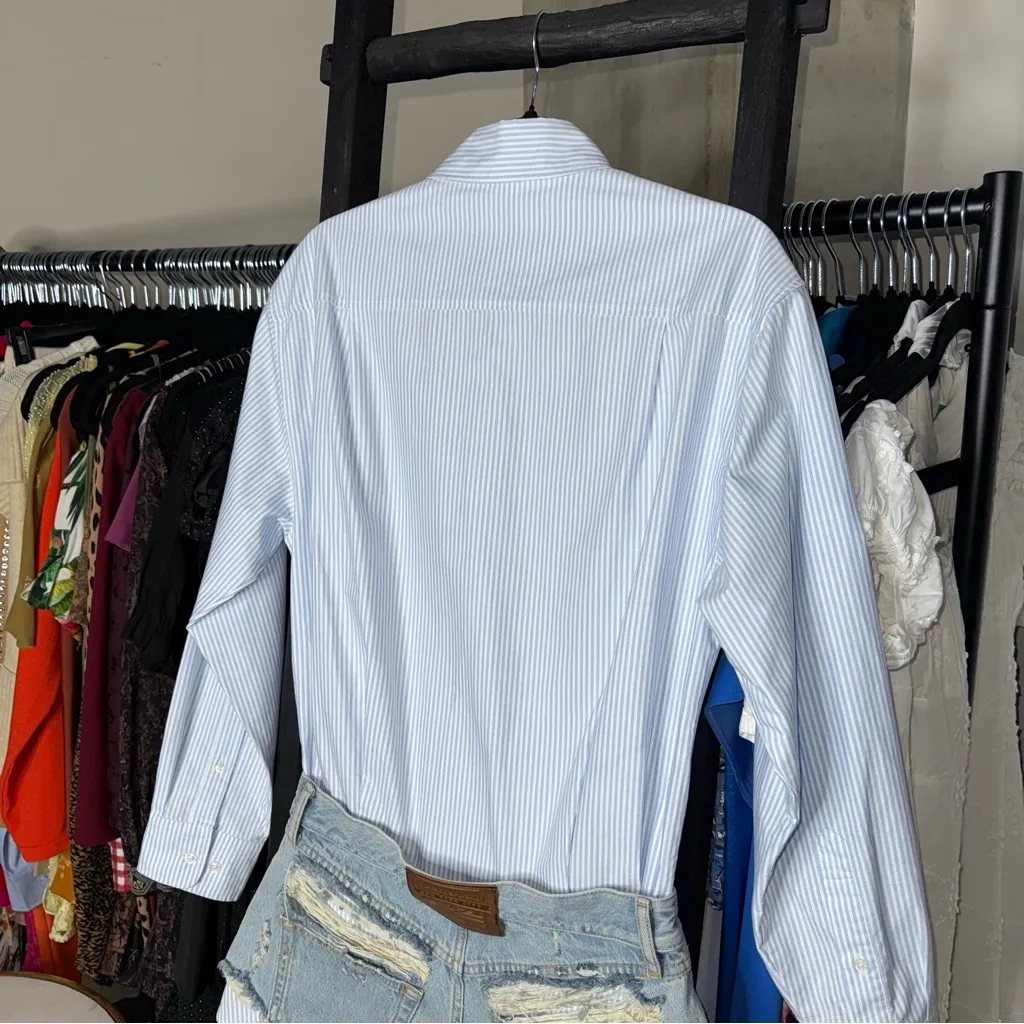 Alexander Wang Prestyled Button Down Denim Romper in Light Worn Indigo - Image 11