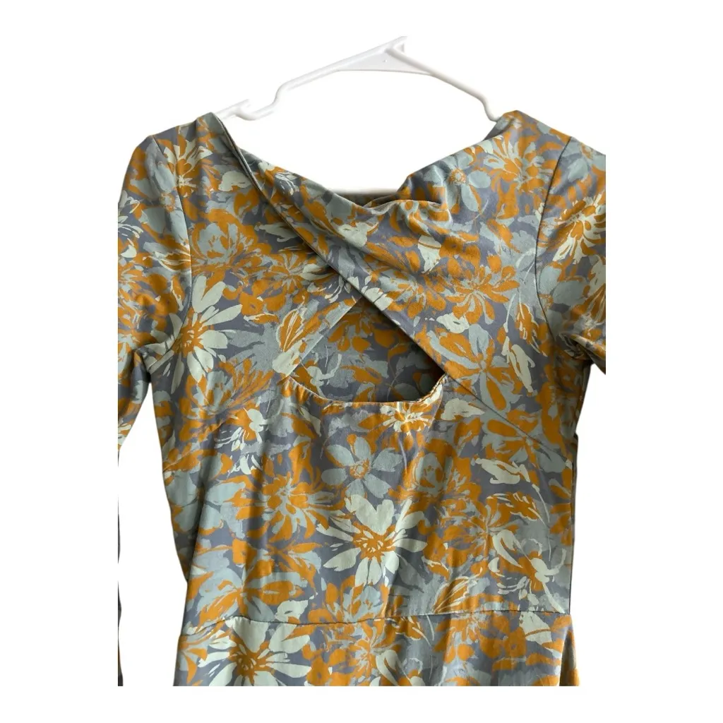 Pact Organic Cotton Brushstroke Floral Scarlett Open Back Fit & Flare Midi Dress - Image 5