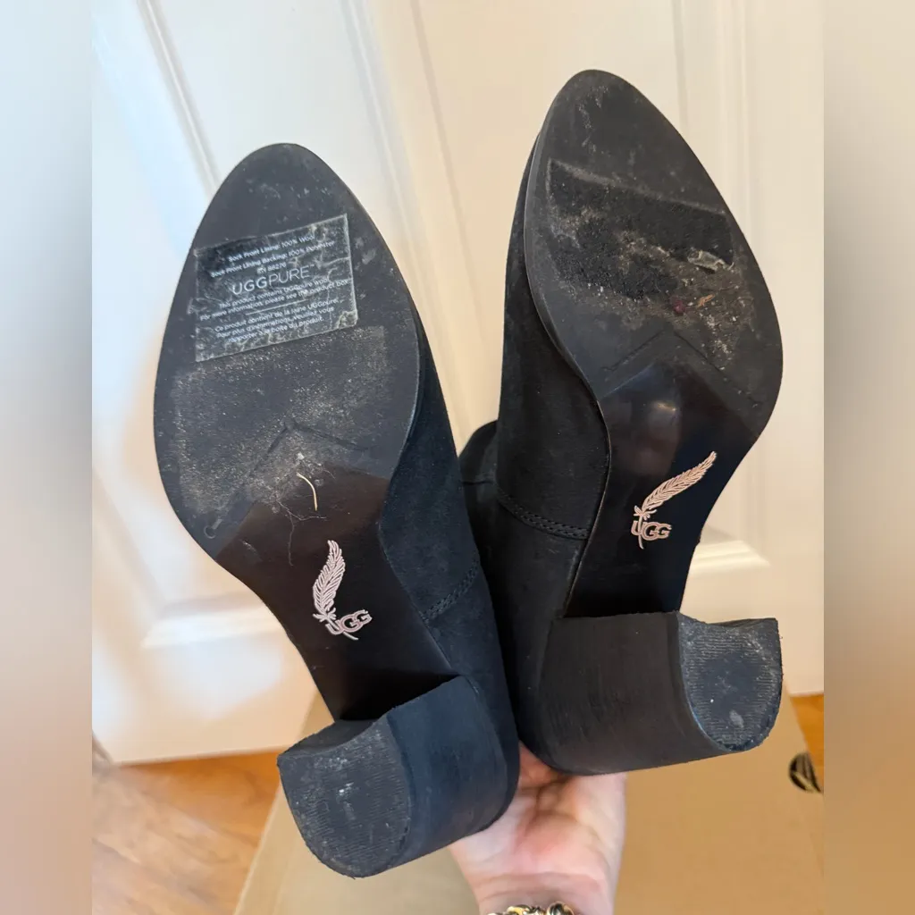 UGG Layna Women's Shearling Foldable Cuff Black Nubuck Boot 2-Wear Styles! 9 - Image 3