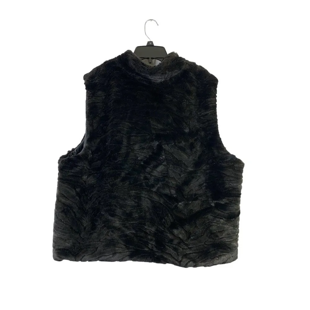 Preston & York II Women's Black Tiger Fuzzy Vest - Image 2