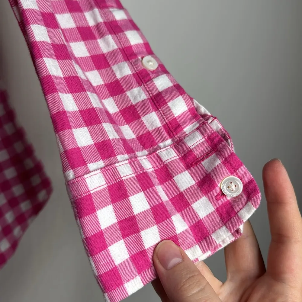 Vineyard Vines Pink Gingham Button-Up Long sleeve flannel Shirt Size 4 - Image 4