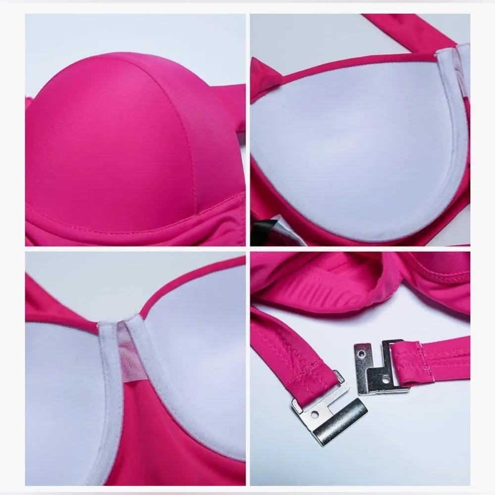 CHERRY CAT Womens Vintage Retro Polka High Waisted Underwire Bikini Swim 8 - Image 6