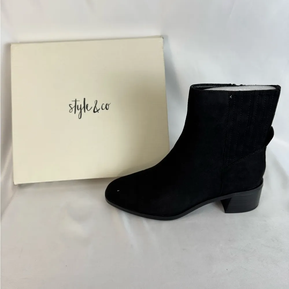 Style & Co. Black Ankle Boots with Chunky Heel and Rounded Toe​‎ - Image 2