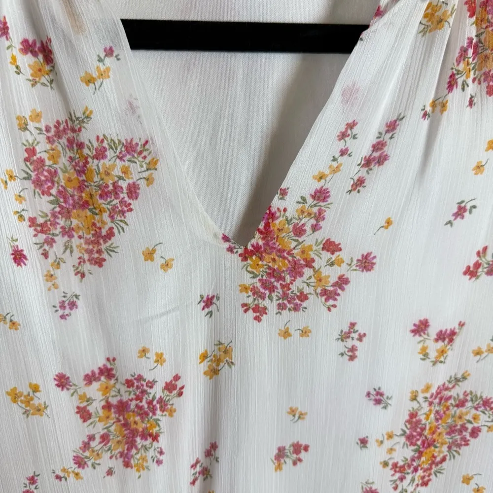 Vince Camuto Floral Tiered Ruffle Dress XS Oversized White Boho Cottagecore - Image 5