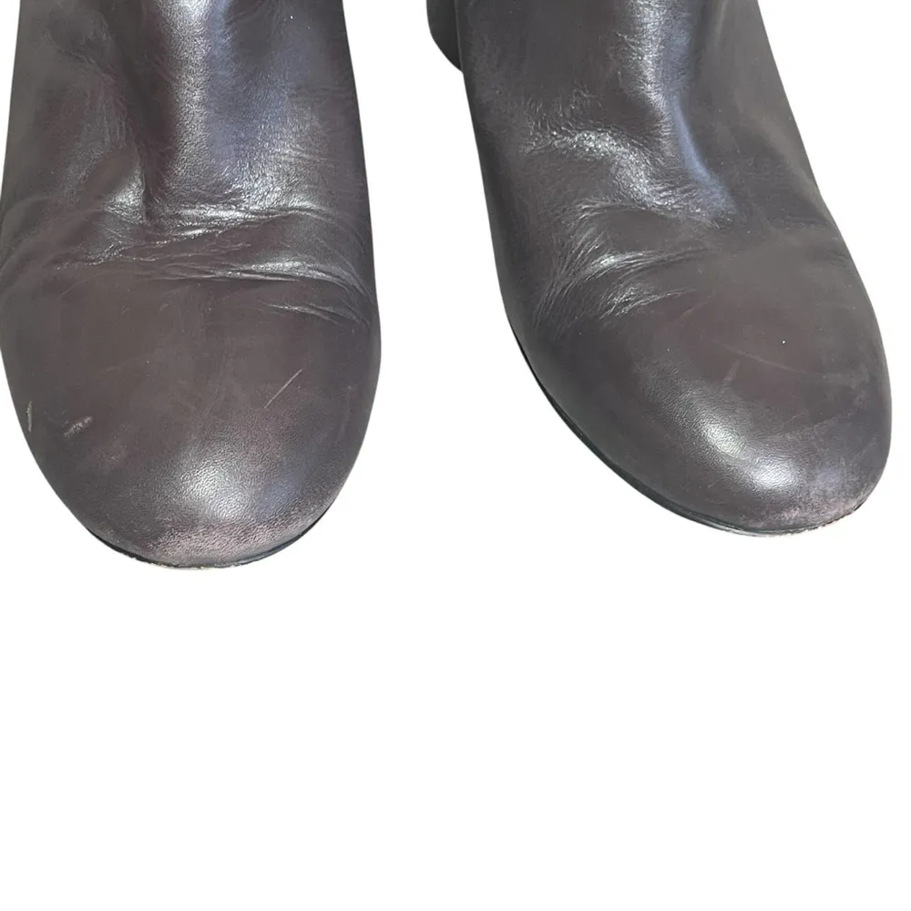 Nine West NWKirtley Women's Chunky Heel Leather Ankle Boots Brown‎ 9.5 Zipper - Image 4