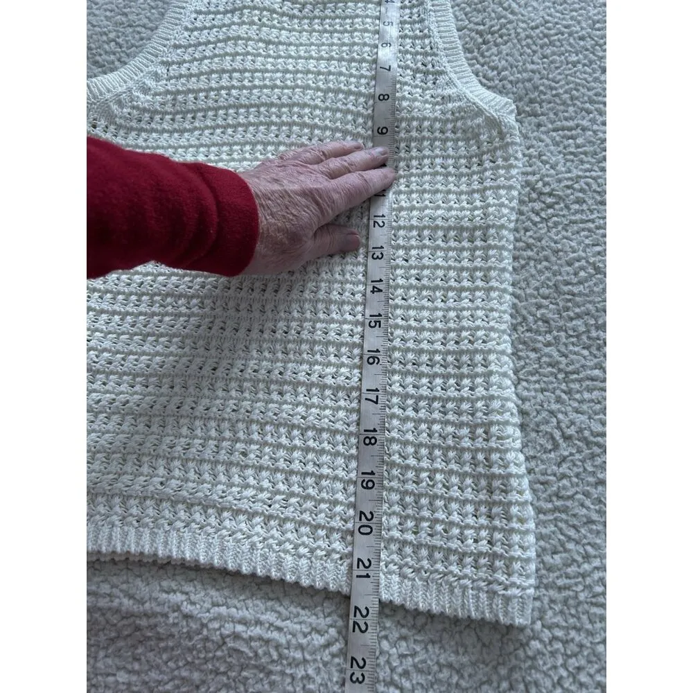 Madewell Crochet Tank Top Knit Crewneck Sweater Boho Ivory Racerback NO992 XXS - Image 9
