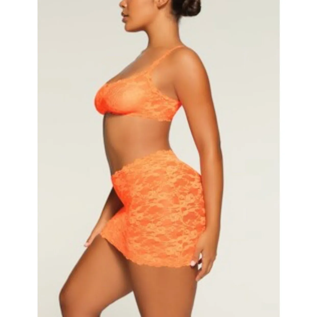 SKIMS Stretch Lace Skirt | Neon Orange - Image 3