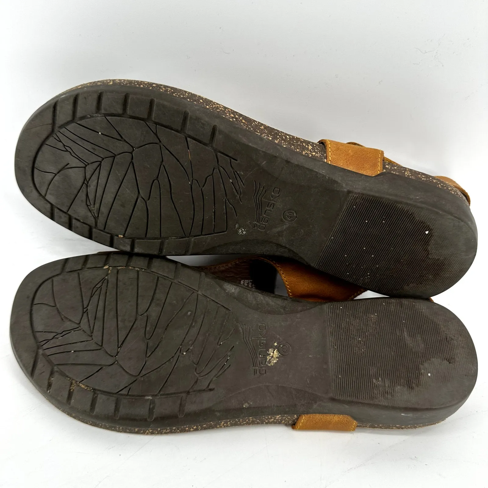 Dansko Reece Sandals Leather Cork Slingback Toe Loop Adjustable Waxy Honey 9 - Image 7