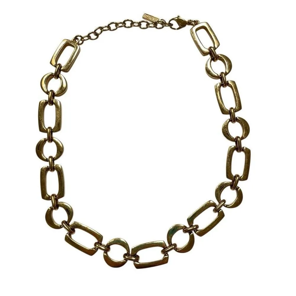 Napier vintage 1980s gold chunky choker necklace 8” textured side mob wife￼ - Image 6