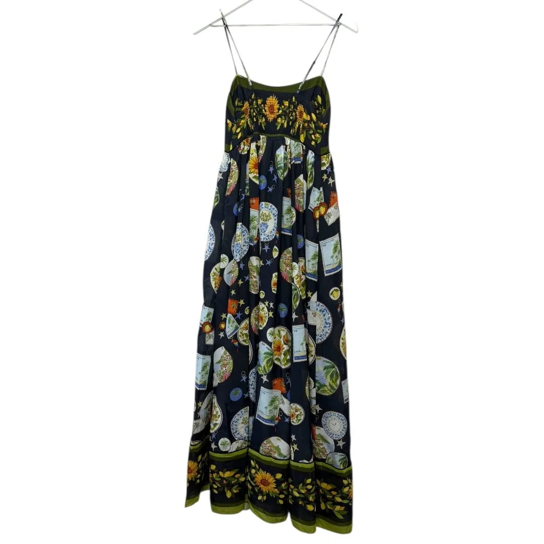 NWT Farm Rio Trip Souvenir Black Maxi Dress Sunflower Print Size XS - Image 8