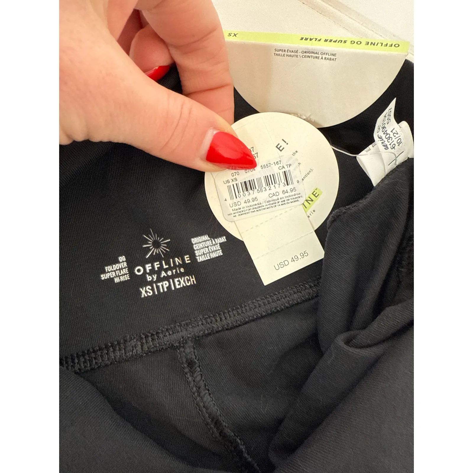 NWT Aerie Offline Black Fold-over Leggings Performance Gym Workout Yoga Size XS - Image 6