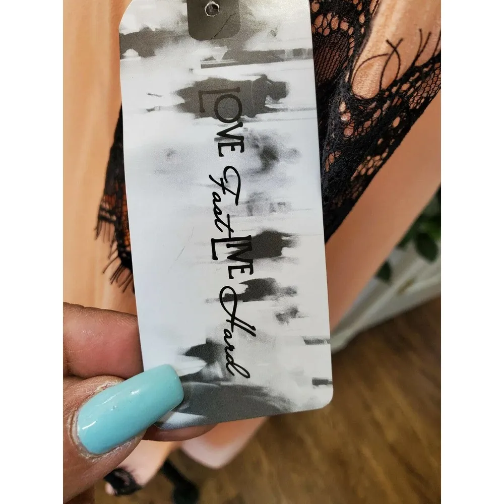 Love Fast Live Hard Women Peach Rayon Long Sleeve Round Neck Knee Length Dress S - Image 8