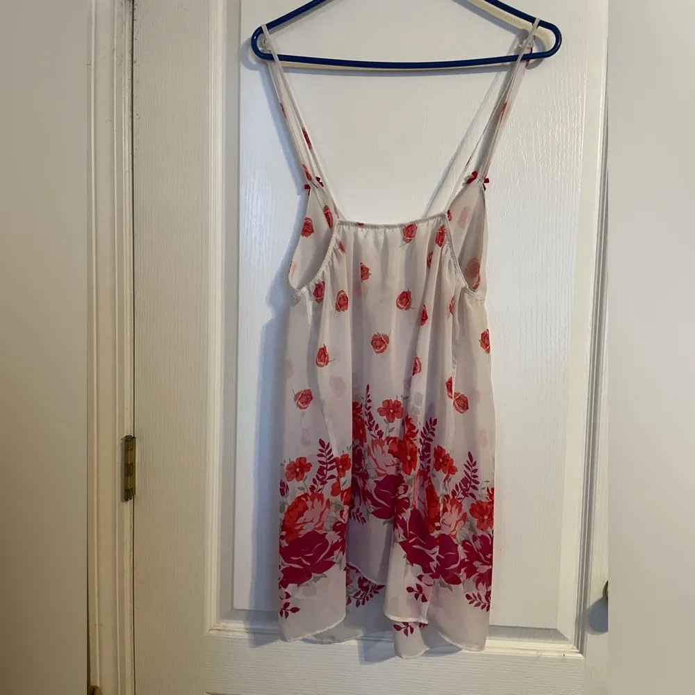 Flora White Red Floral Slip Dress Nightgown Large
Adjustable Straps Babydoll - Image 2