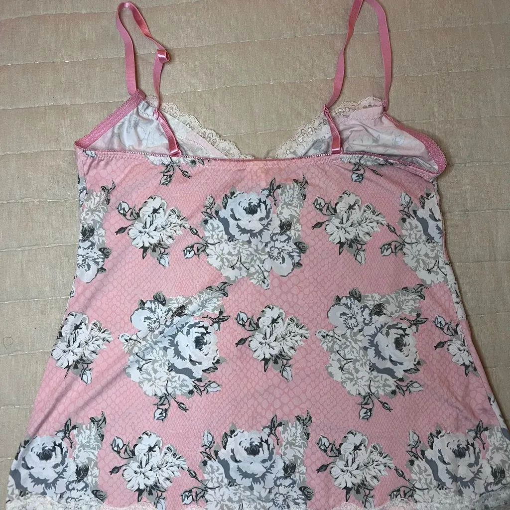 Jessica Simpson Floral Pink Lace Trim Sleepwear Set in Size Large - Image 9