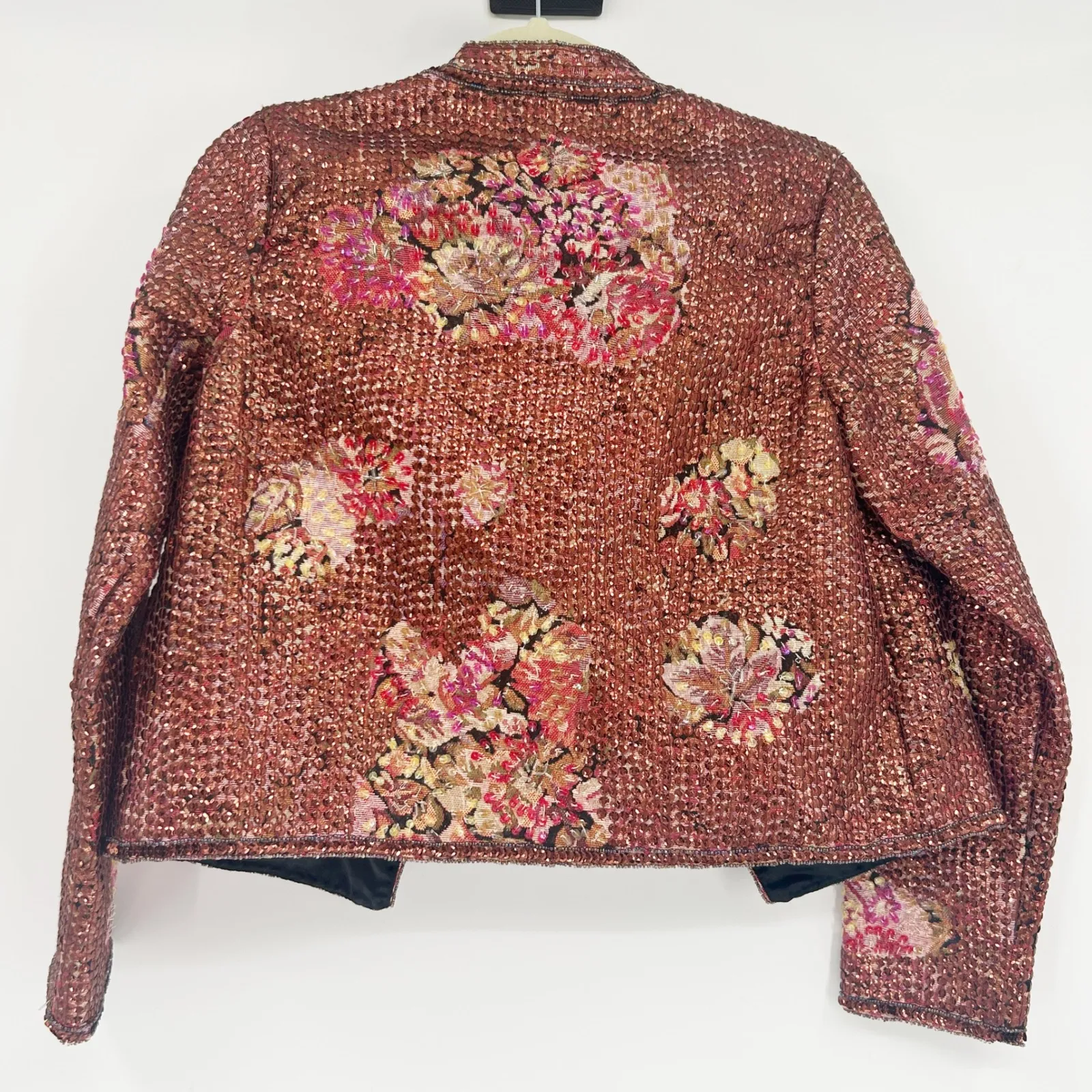 ASOS Womens Avant Garde Floral Sequin Embellished Tapestry Party Jacket Size 6 - Image 9