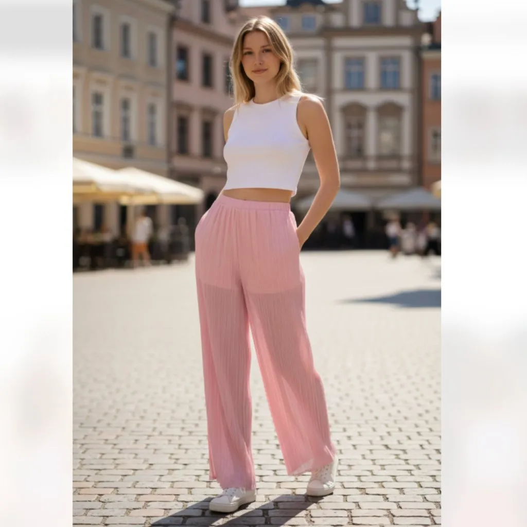 NWT Zara Pleated wide leg pants Mauve / Pink Bloggers Fav - Image 2