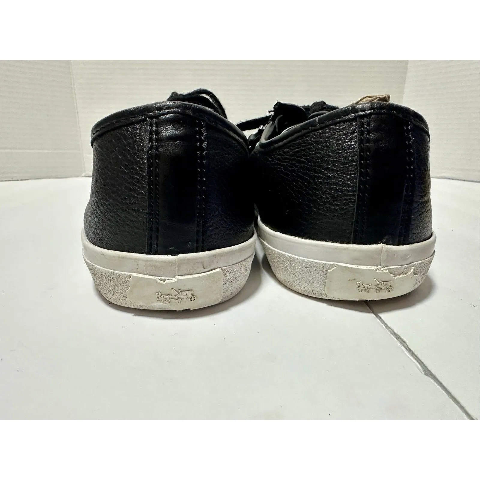 Coach Empire Zipper Black Pebbled Leather Low Top Sneakers 9.5 - Image 3