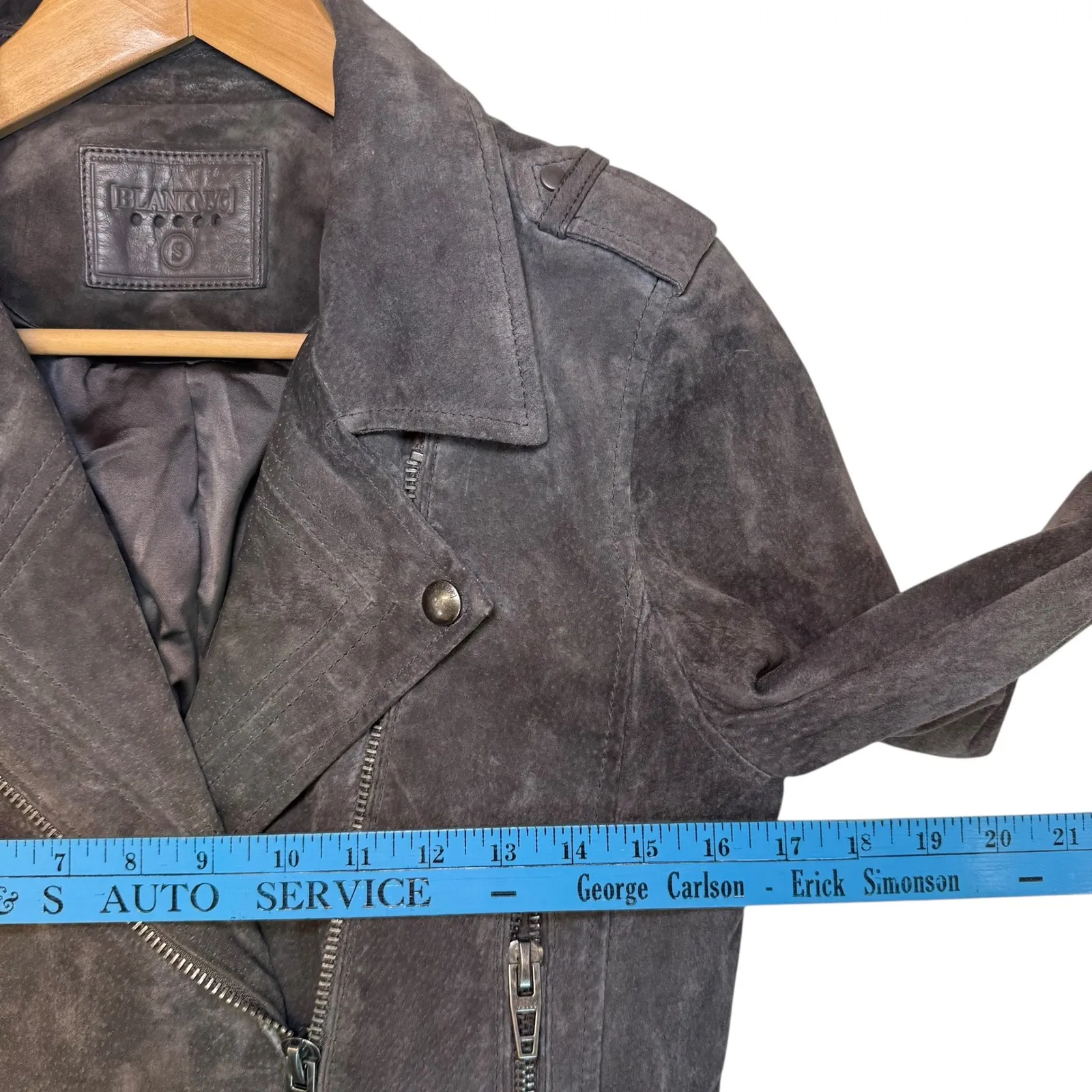 BLANKNYC Suede Leather Moto Jacket Gray City Chic Edgy Indie Cropped Small - Image 8