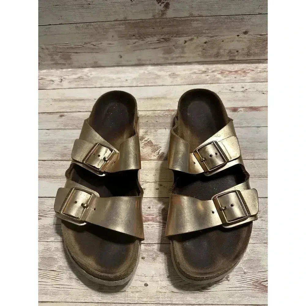 Birkenstock Arizona Soft Footbed Sandal Metallic Size 41 10 Copper Slip-on Boho - Image 4