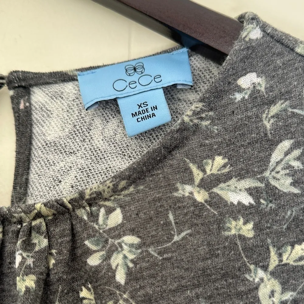 CECE Floral Print Flounce Sleeve Ruffled Hem Shift Dress XS - Image 8