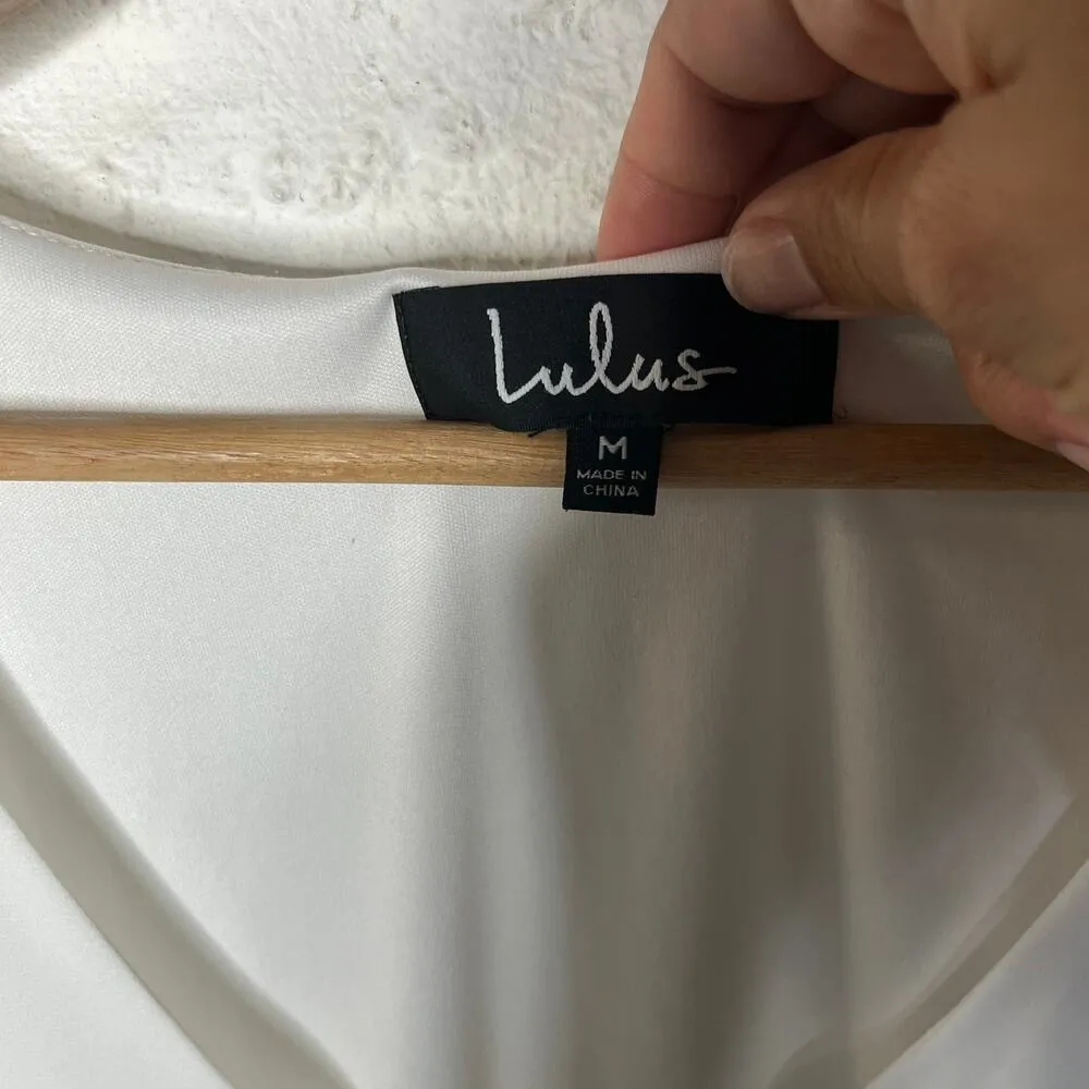 Lulus Women's White Shifting Dears Long Sleeve Mini Dress Size Medium - Image 3