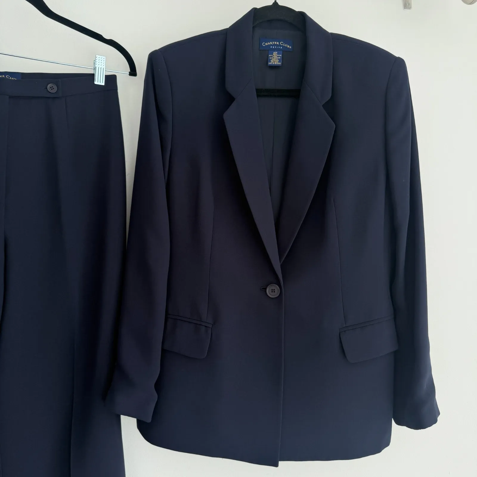 Vintage Pant Suit Womens Small Petite Navy Minimalist Career Quiet Luxury Office Green Size undefined - Image 6