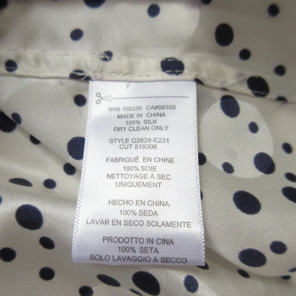 NWT Equipment Slim Signature in White Peacoat Dot Silk Button Down Shirt L - Image 4