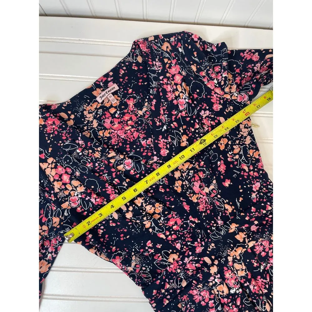 Juicy Couture Belladonna Dress Pink & Blue Floral Smocked Mini Drop Waist XS - Image 4