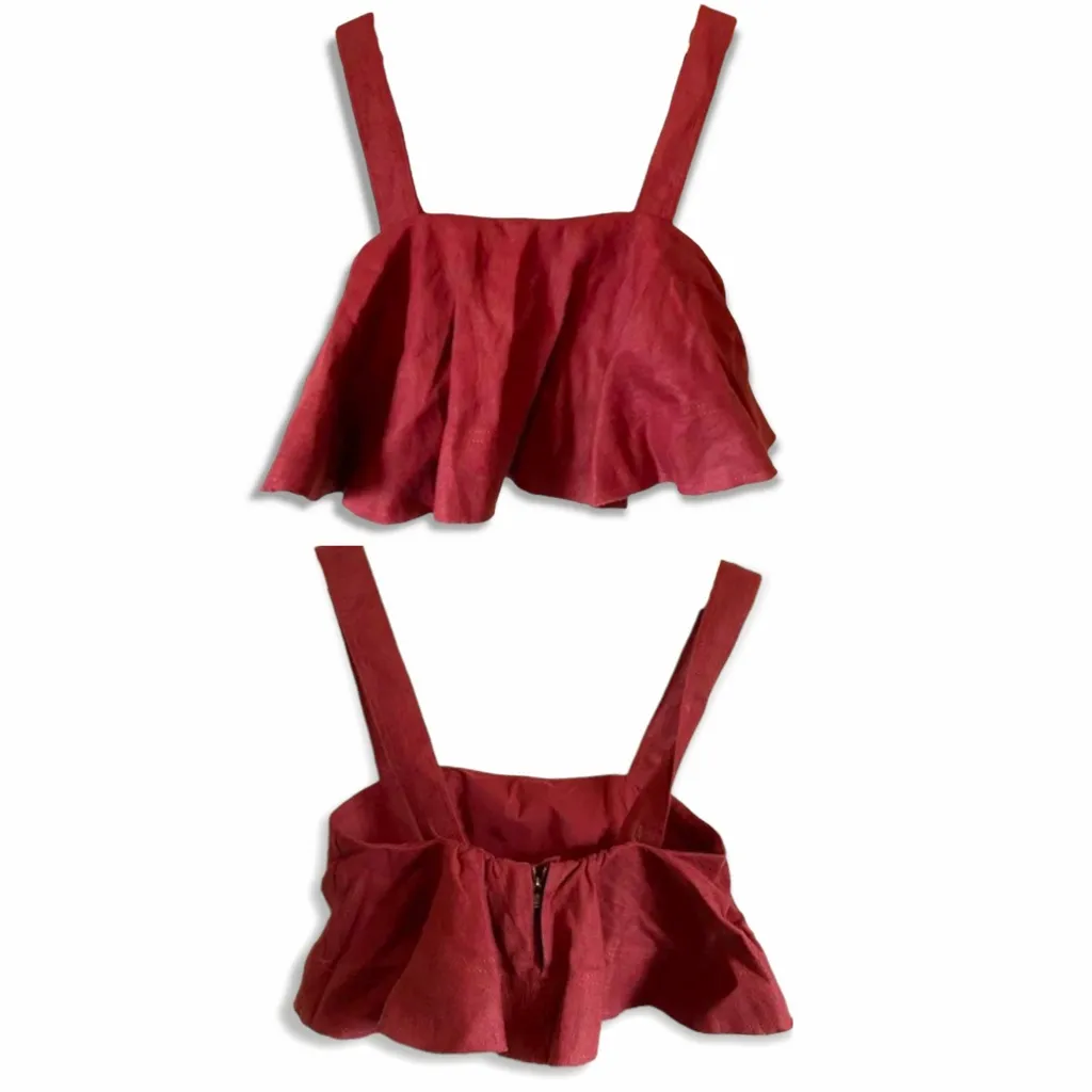 NWT Aje Vista Cropped Linen Halter Top Red Size 6 - Image 10