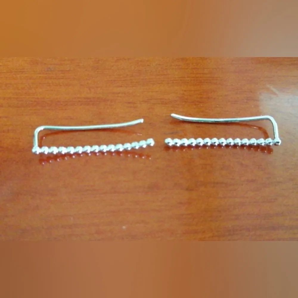 NEW Silver Round Bead Ear Climbers | 18kgp S925‎ - Image 6