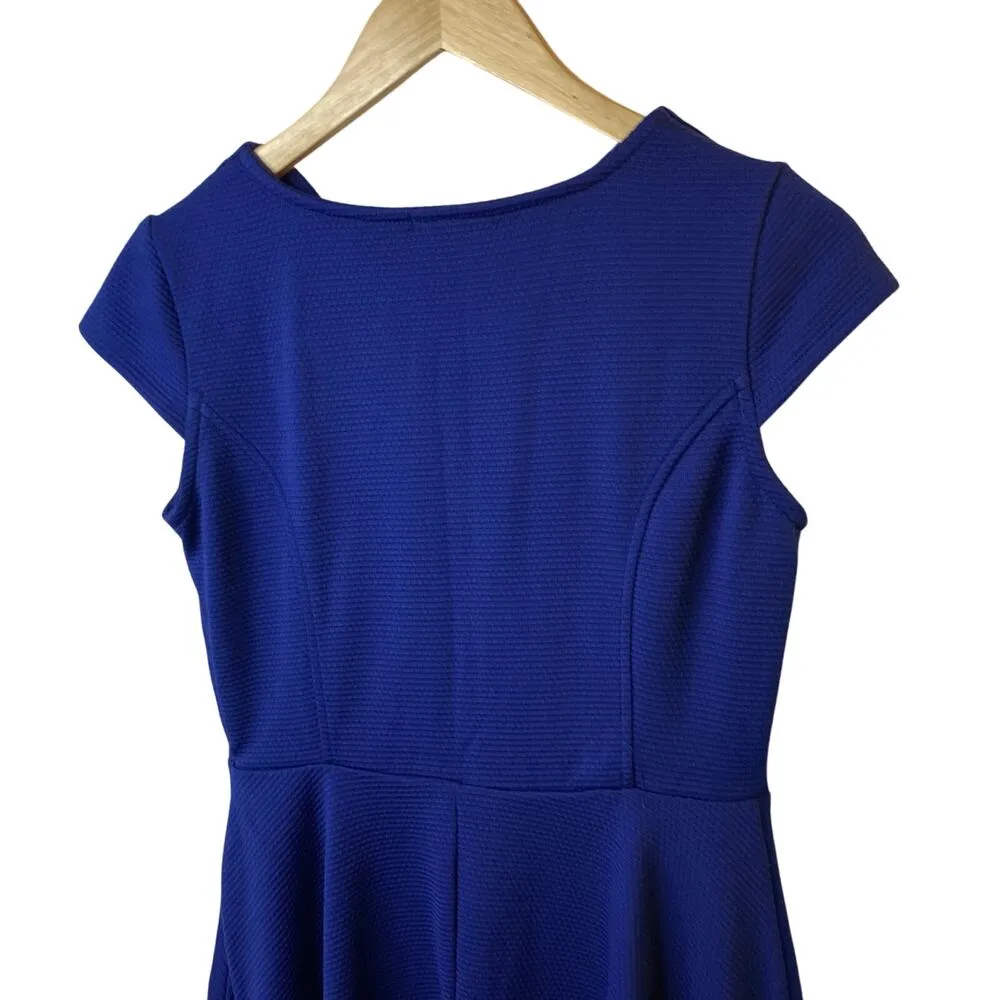 Bar III Royal Blue Scallop Trim Fit & Flare Dress Women's Medium - Image 9