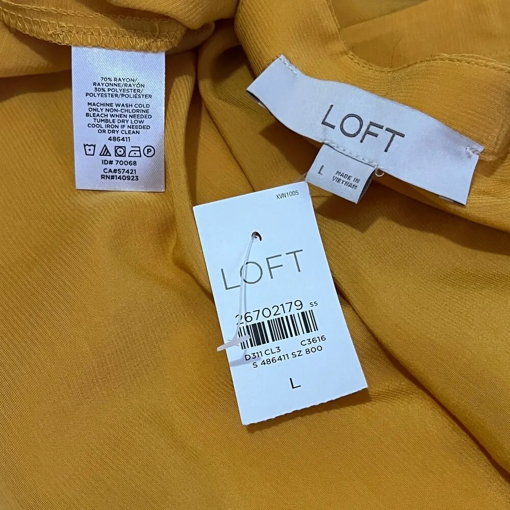 Loft LARGE Keyhole Back Round Neck Button Cuff Long Sleeve Round Hem Blouse - Image 6