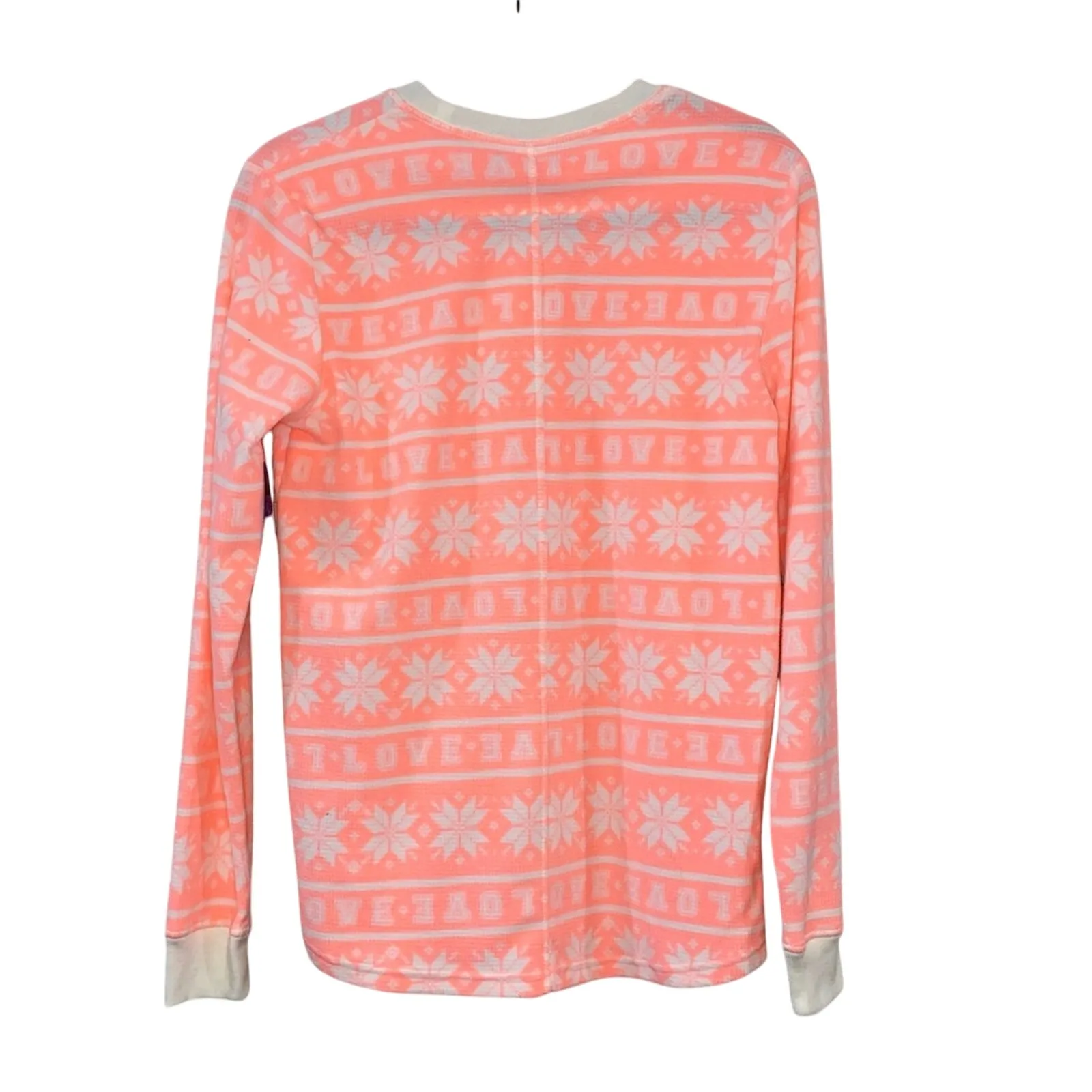 NWT Sleep Chic Peach & Cream Soft Fuzzy Pajama Top with Matching Scrunchie Pink - Image 3