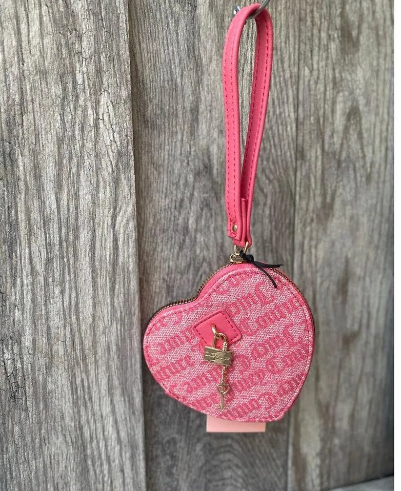 Juicy Couture | Pink Heart Wristlet with Lock & Key Charm - Image 2