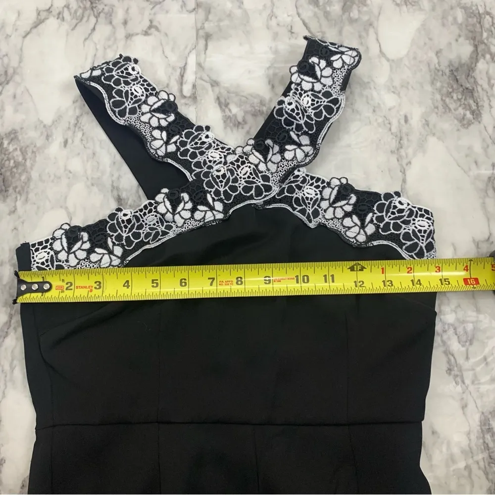 Foxiedox Black Sarah Wide Leg Floral Lace Halter Jumpsuit size XS NWT new - Image 5