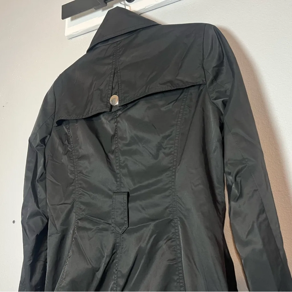 White House Black Market Black Double Breasted Trench Coat Cotton Nylon Size S - Image 9