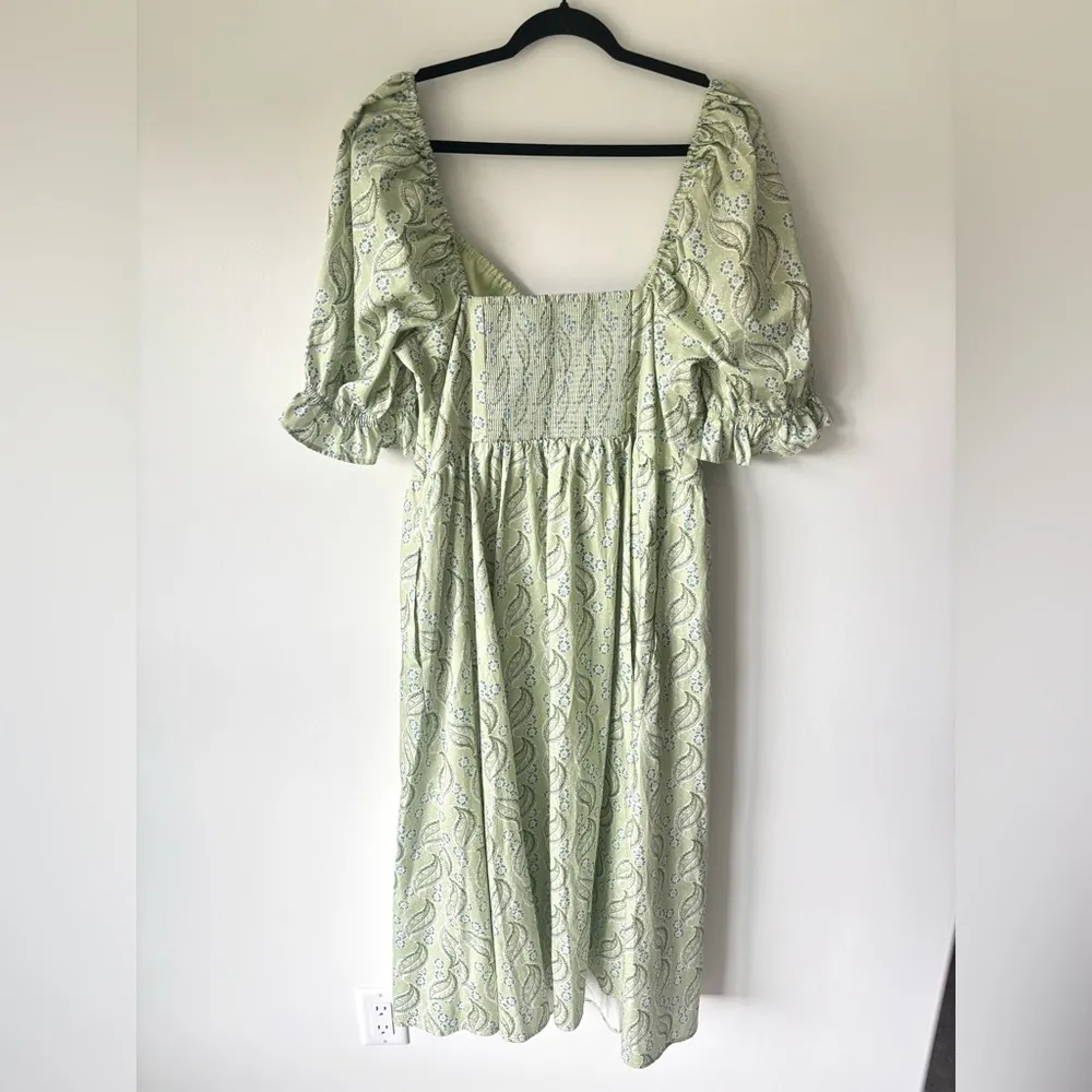 Hill House Home Ophelia Dress Eucalyptus Floral Green Midi Dress Cottagecore - Image 13