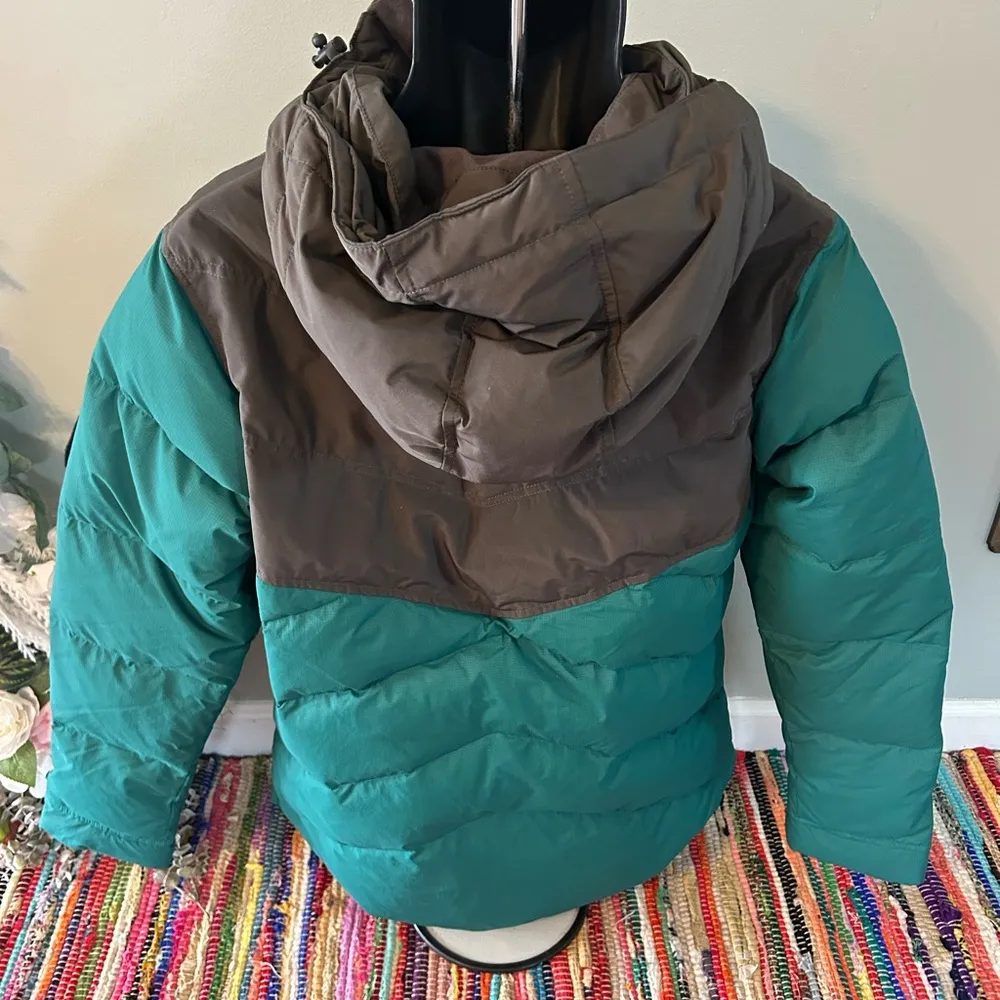 Holden Colorblock Puffer Ski Hooded Jacket Gray Teal Blue XL - Image 4