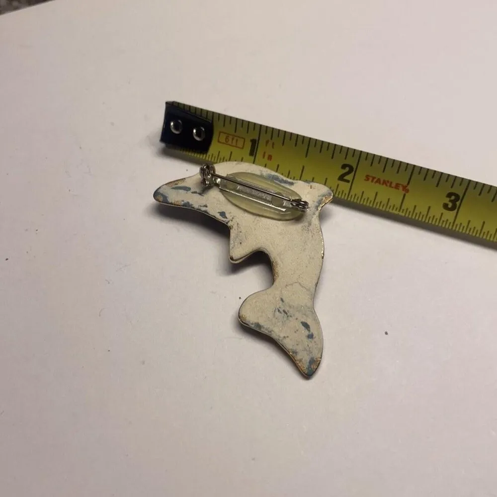 Hand Made Hand Crafted Ceramic Brooch Pin Dolphin Hand Painted - Image 8