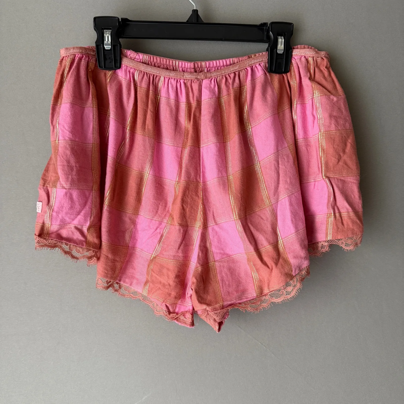 Victoria's Secret Shorts Size M Pink Orange Plaid‎ - Image 8