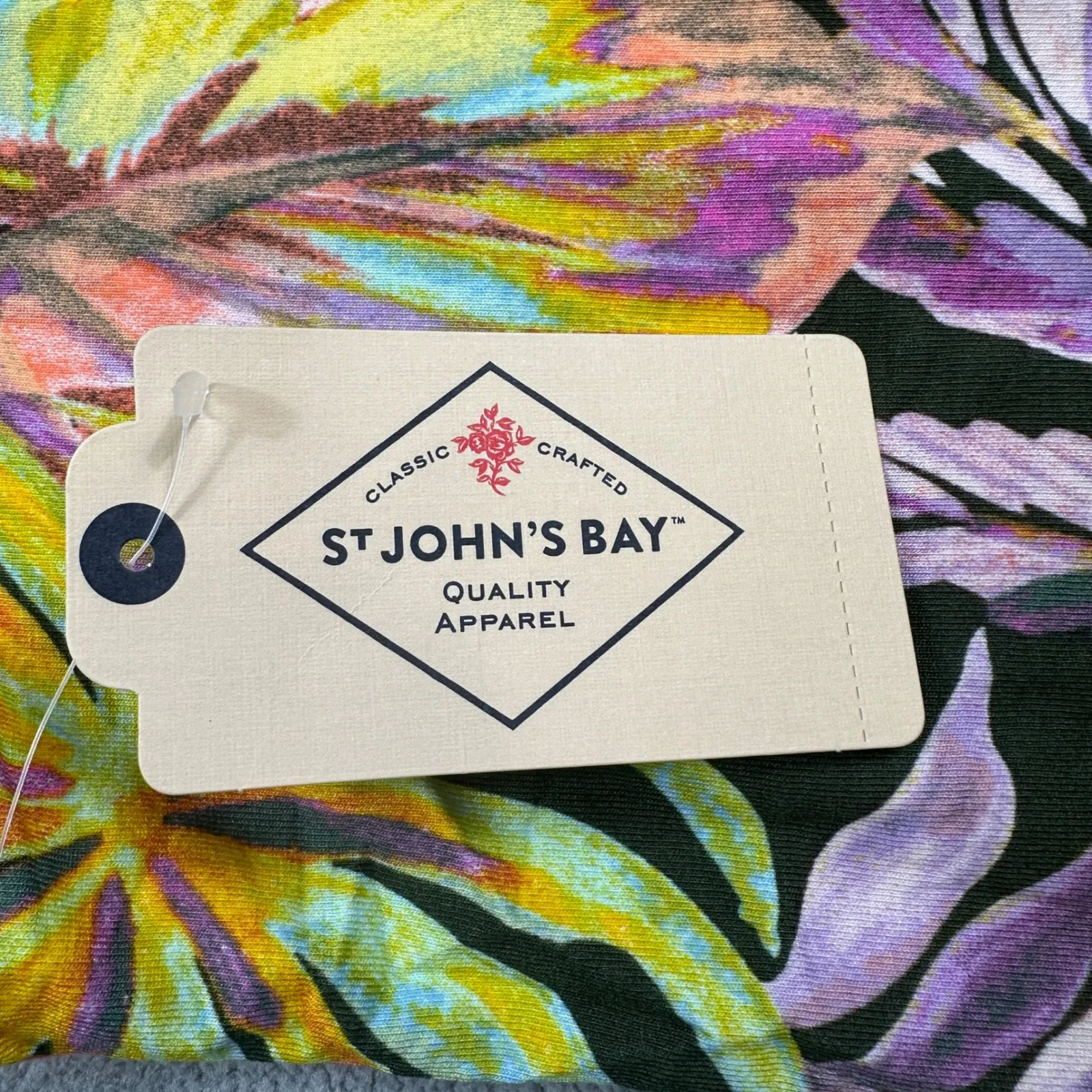 NWT St John's Bay Tank Dress XXL Olive Tropical Print V Neck Sleeveless JC Penny Green Size 00 - Image 9