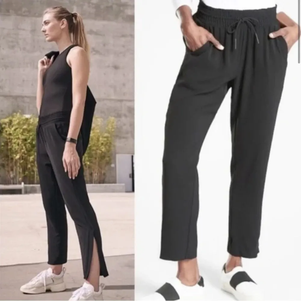 ATHLETA Metropolis Straight Leg Split‎ Zipper Hem Primatwill Pant size 4 - Image 2
