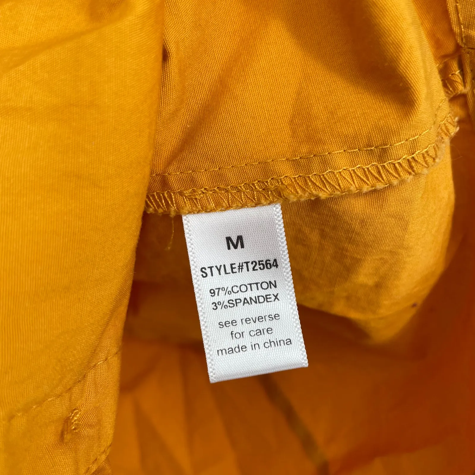 Active Usa Mustard Yellow 3/4 Sleeve Collared Button Up Shirt Medium - Image 4