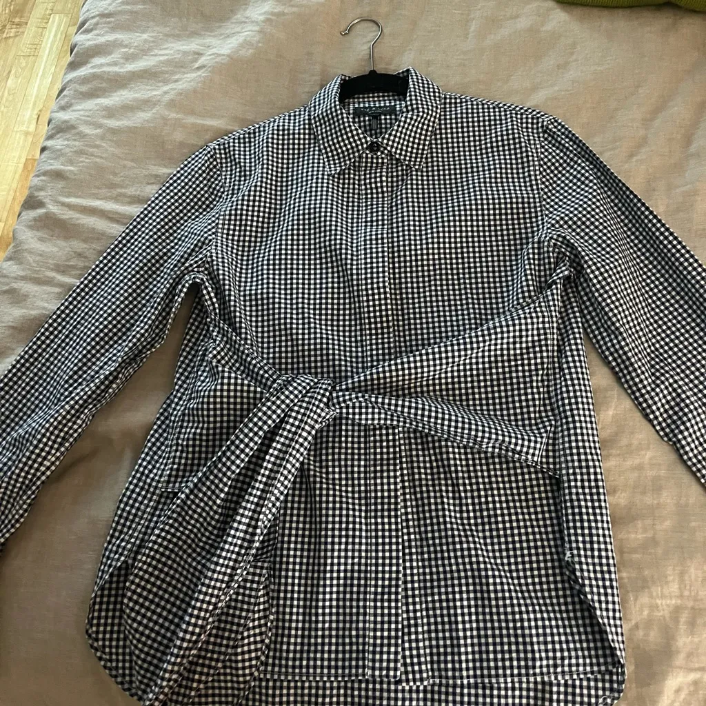 Rag & Bone Navy and White Gingham Shirt - Image 4