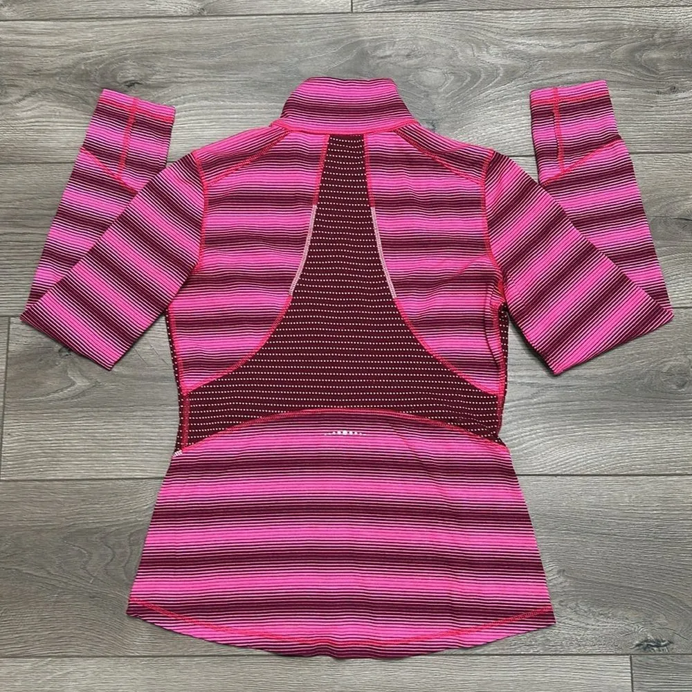 Title Nine Pink Stripe‎ Zip Up Reflective Jacket Thumbholes Size Small - Image 2