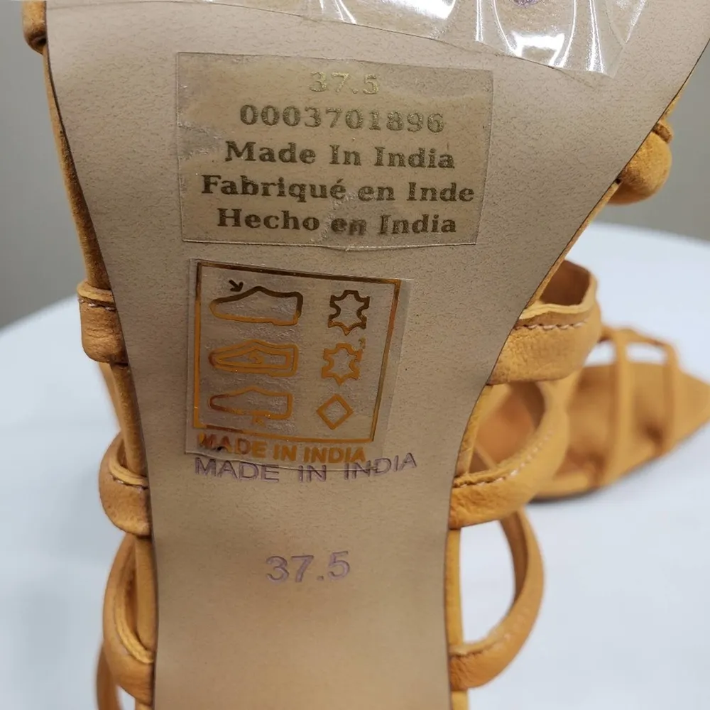 Free People Womens 7.5 Colette Leather Sandal in Hot Orange NEW - Image 9